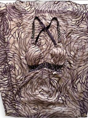 Arden B Floral Beaded Backless Evening Dress